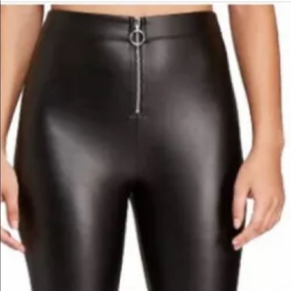 wild fable Faux leather black leggings/front zipper/ classic/ size small